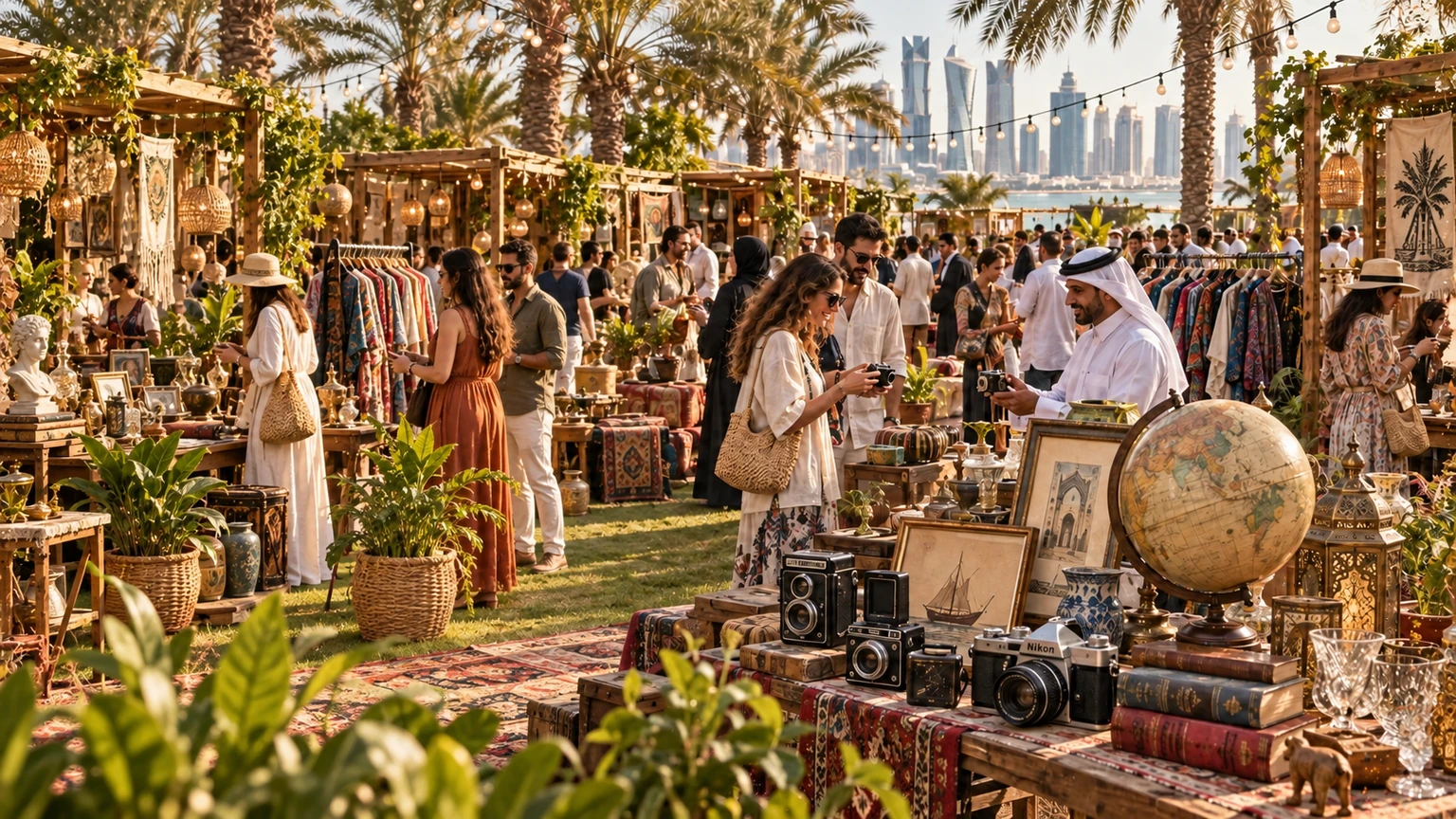 Visitors discovering vintage cameras, books and collectables at the curated Garage Sale